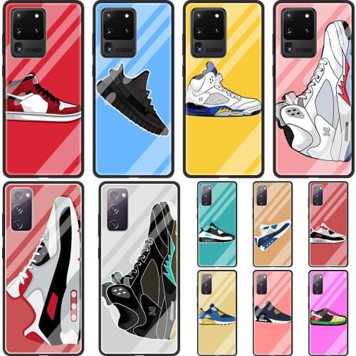 Trend Brand Shoe Sneakers Phone Case For Samsung Galaxy S20 FE S10 Plus S21 Ultra S9 S8 S10e Lite Tempered Glass Shell Cover
