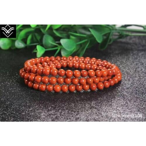 Fashion Natural Chalcedony Red Cystal 5mmX108 Buddha Beaded Bracelet Hot Sale