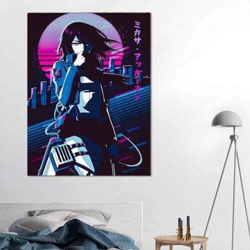 Wall Art Canvas Painting Attack On Titan Mikasa Posters HD Printed Modular Anime Pictures Home Decor Living Room Modern Artwork