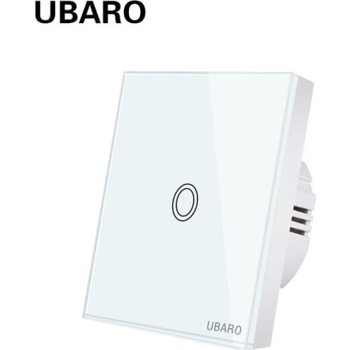 UBARO EU/UK 86 Type Luxury Crystal Glass Panel Wall Touch Switch Power Interrupteur Mural on off Switch 1/2/3 Gang AC 100-240V
