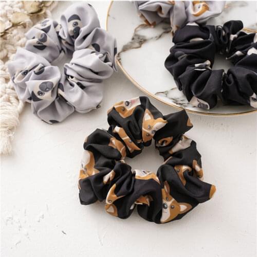 2020 Women New Cartoon Hair Scrunchies Women Cute Animal Dog Hair Ring Rope Ties Hair Bands Elastic Rubber Band Hair Accessories