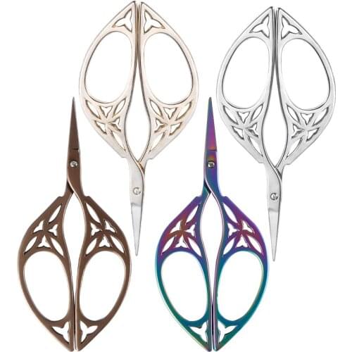 LMDZ High Quality Sewing Scissors Set 4 Color Stainless Steel Leaf Pattern European Retro Scissors DIY Sewing Tool Accessories