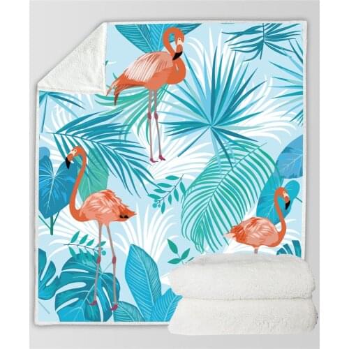Flamingo 3D Printed Sherpa Blanket Couch Quilt Cover Travel Bedding Velvet Plush Throw Fleece Blanket Bedspread FO4