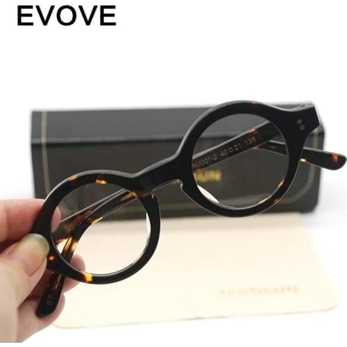 Evove Small Round Glasses Frame Men Women Nerd Eyeglasses Man Acetate Spectacles for Myopia Anti Blue Photochromic Progressive