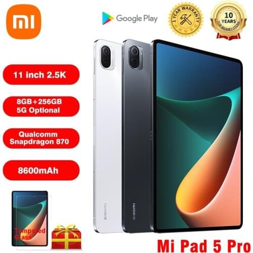 Original Xiaomi Tablet 5 Pro Mi Pad 5 Pro 11Inch 2.5K LCD Screen 6G/8G RAM 128/256G ROM 8600mAh 5G WIFI 6 Office English Version