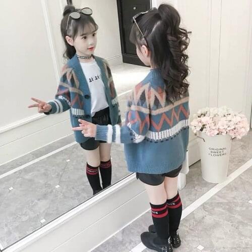 Autumn Winter Children Girls Cardigan Girls Knitted Sweaters Coats Clothes Kids Outerwear Jackets Casual Kids Costumes Tops