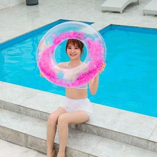 Feather sequin swimming ring a variety of adult transparent swimming ring