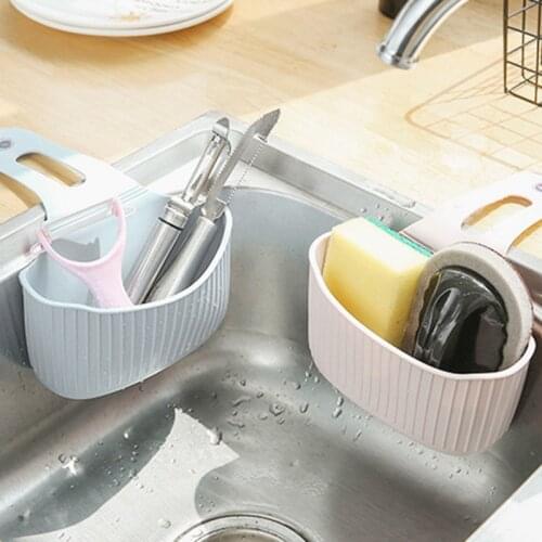 Plastic Sink Hanging Bag Non Marking Suction Cup Kitchen Storage Basket Drain Hanging Basket Racks Shelf Spout Holder for Sponge