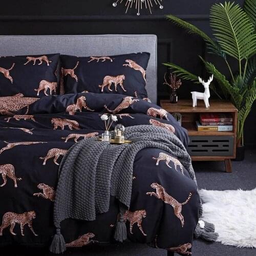 Sexy Leopard Print Bedding Set Pillowcase Duvet Cover Single Double Queen King 220x240 Size Bedclothes Quilt Cover No Bed Sheet