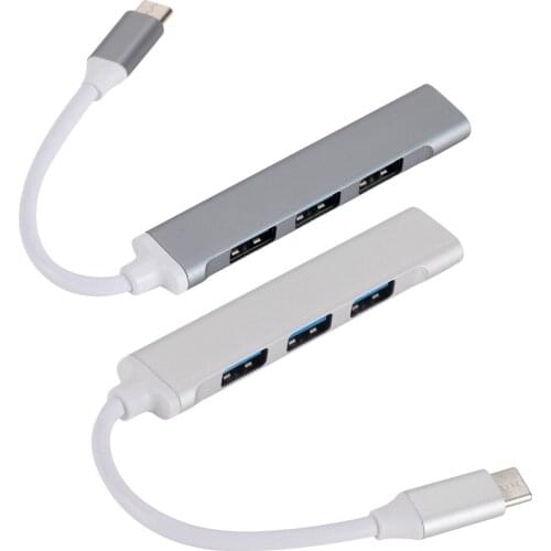 Portable Aluminum Alloy Usb Type C Hub 3.0 4 Port Splitter Adapter Otg Metal Laptops Pc 4 Port Usb 3.0 Hub Adapter Splitter