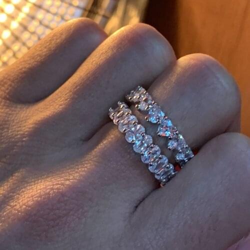 Stunning Lady ring 925 Sterling silver Heart& Oval AAAAA Cubic Zirconia Engagement wedding band Rings for women Bridal Jewelry