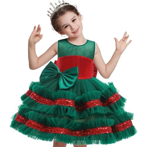 Christmas Halloween New Little Girl Puffy Princess Dress For Girls Banquet Evening Dresses Kids Bridesmaid Wedding Dresses 1-5Y
