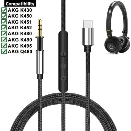 Replacement Braided OFC Aux Cable Extension Cord for Sennheiser HD4.40 HD 4.40 BT HD4.50 HD 4.50 BTNC HD4.30i HD4.30G Headphones