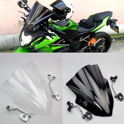 Motorcycle Bike Windshield WindScreen Windproof Double Bubble FOR KAWASAKI Z125 Z250/SL Z300 Z750 Z800 Windscreens Windshield