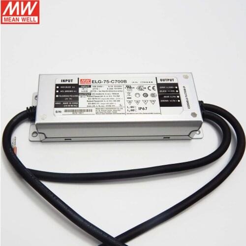 MEAN WELL ELG-75-C700B 75W 700mA 53~107V Constant Current led driver 110V/220VAC waterproof IP67 Dimmable LED Power Supply