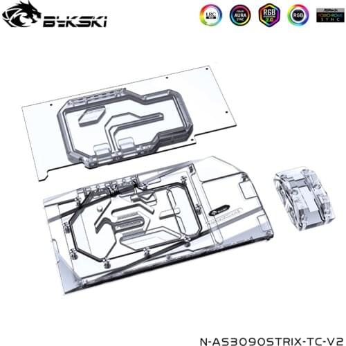 Bykski GPU Water Block For ASUS ROG STRIX RTX3090 24G/RTX3080 10G GAMING Cooler ,Full Copper Back Plate ,N-AS3090STRIX-TC