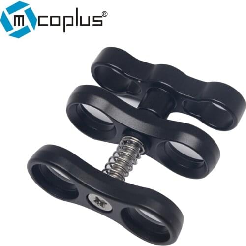 Mcoplus Butterfly Clip Clamp 2 Open Holes Diving Light Bracket Tripod Connector Ball Head Mount Adapter for Gopro Sports SLR Cam