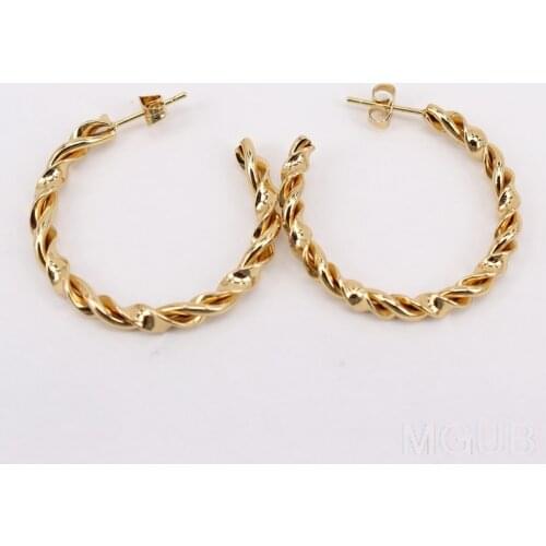 2021 New gold silver color design Popular 35mm Hoop earrings Beautifully made 4mm twisted wire Hot selling for women LH943