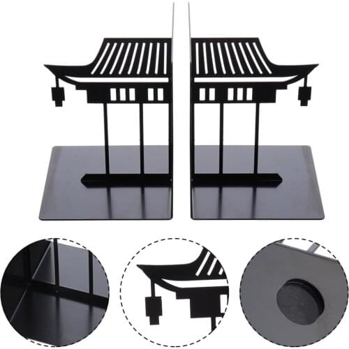 1 pair of Practical Metal Bookends Chinese Style Bookshelf Book Stands