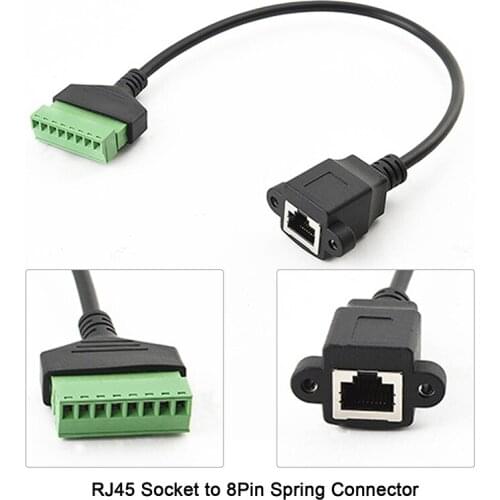 1pcs RJ45 female cable RJ45 8p8c plug to 8 pin terminal RJ45 to terminal block