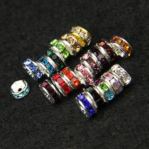 100PCS Multicolor Metal Crystal Rhinestone Beads DIY Handmade Creative Bracelet Jewelry Wholesale 6 8mm