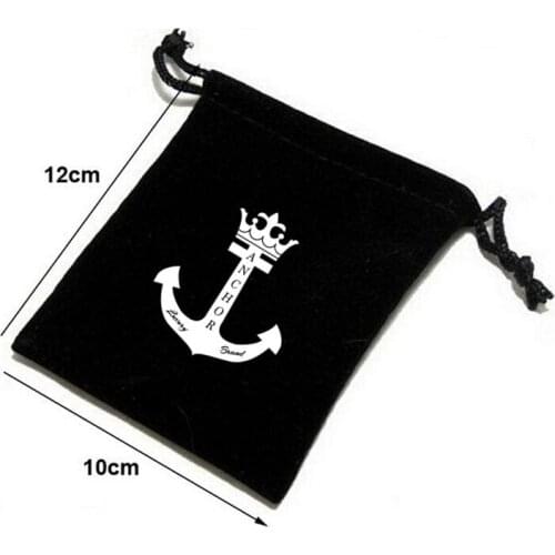 Customised Logo 200pcs 10x12cm Black Velvet Bags Drawstring Pouches Printed With White Logo
