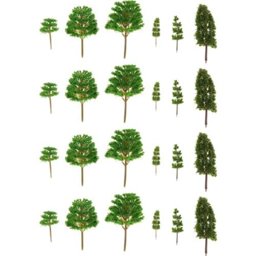 24 Pieces Mixed Model Tree Train Trees Railroad Scenery Diorama Tree Architecture Trees for DIY Scenery Landscape