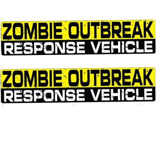 2 X 15CM*3CM Warning ZOMBIE OUTBREAK RESPONSE VEHICLE Car Sticker PVC Creative Decal Waterproof Automobile Accessories