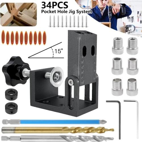 3 in 1 Adjustable Doweling Jig Woodworking Pocket Hole Jig With 6/8/10mm Drill Bit For Drilling Guide Locator Puncher Tools