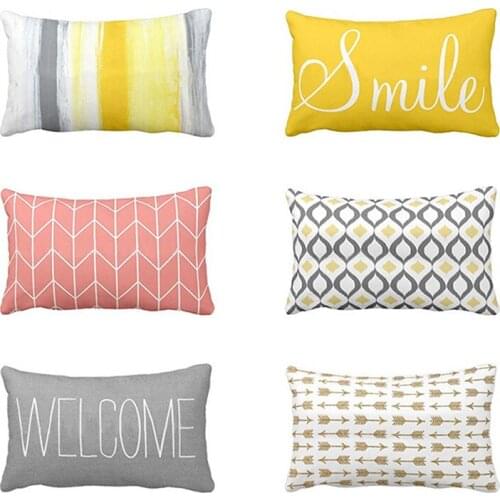 30x50cm Polyester Pillowcase Rectangular Cushion Cover ​Decorative Sofa Cushions Pillowcover Home Decor Black Yellow Pillow Case