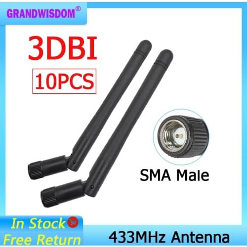 10pcs 433MHz Antenna 3dbi SMA Male Connector folding 433 mhz antena waterproof directional antenne wireless Receiver for Lorawan