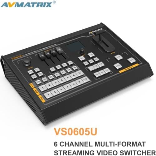 AVMATRIX VS0605U 6 CH Inputs Multi-Format Streaming Switcher With A Built-In SD Card Slot for PGM Recording and Luma Key for Vir