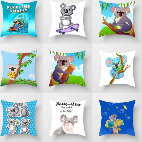 Cute Cat Cushion Cover Koala Sloth Pillow Cover for Sofa Home Chair Animals Throw Decorative Pillows 45*45cm подушка כריות נוי