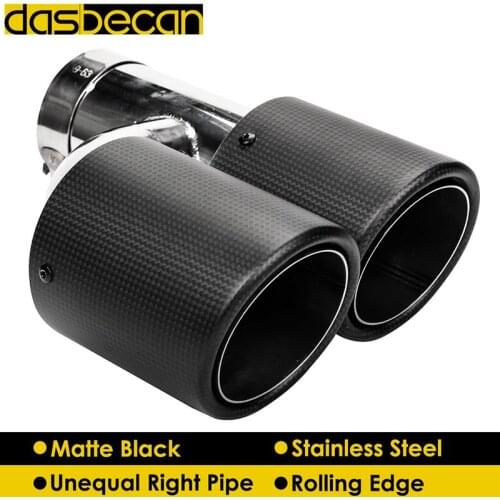 Desbecan Plain Weave Glossy Carbon Car styling Exhaust System Muffler Tip Tail Pipes Universal Straight Blue H Model