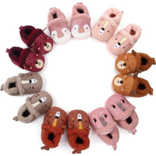 Winter Warm Baby First Walkers Infant Baby Girl Boy Anti-slip Shoes Cartoon Animals Newborn Slipper Shoes 0-18 Months
