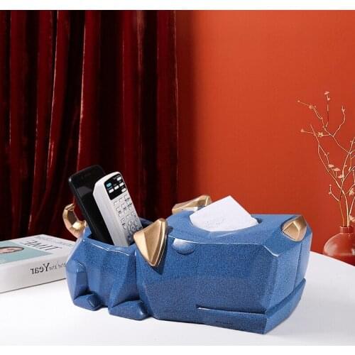 Home decor Modern simple creative tissue box geometric dog ornaments Light luxury living room remote control storage decoration