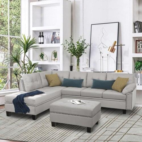 Breathable 1 Set Good Cozy Couch Bed with Storage Ottomans Set Flannel Sofa Sleepers Multifunctional for Bedroom