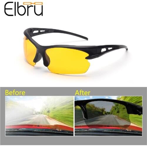 Elbru Anti-Glare Driver Night Vision Goggles Protective Gears Night Driving Fashion Sunglasses Goggles Car Accessries Glasses