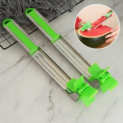 Hot Stainless Steel Watermelon Slicer Cutter Knife Fruit Melon Tongs Corer for Watermelon Cubes Kitchen Accessories Gadgets