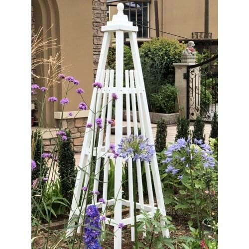GY Natural Solid Wood Pagoda Triangle Flower Stand Vine China Rose Column Lattice Gardening Climbing Frame Courtyard Garden