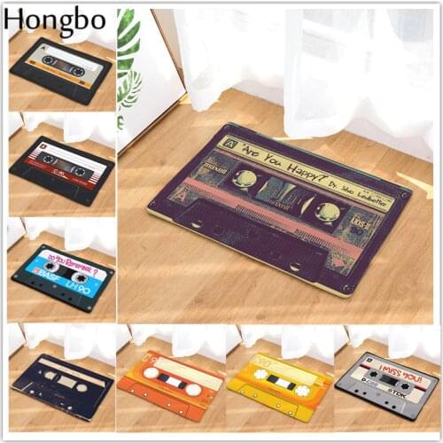 Hongbo Vintage Entrance Anti-Slip Doormat Magnetic Casset Tape Mix Tape Carpet Bedroom Rug Decorative Stair Mat felpudo deurmat