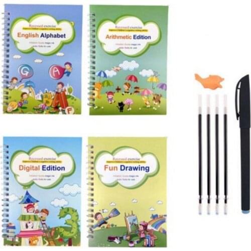 4 Books Learning Numbers In English Painting Practice Art Book Baby Copybook For Calligraphy Writing Kids English Lettering Toy