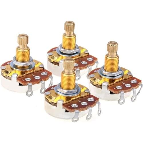 Shaft Full Metric Sized Control Pots A500K o Taper Potentiometers Pot for Electric Guitar Bass (Set of 4)