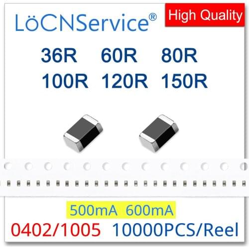 LoCNService 0402/1005 100MHZ 10000PCS 500mA 600mA Multilayer Chip Ferrite Beads 36R 60R 80R 100R 120R 150R 25% High quality