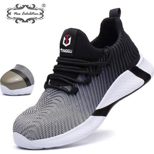New Exhibition Mens Work Boots Safety Shoes For Men Lightweight Breathable Steel Toe Cap Sneakers Construction Hike Shoes 46