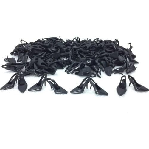 NK Wholesale 100 pairs/Set Doll Black Shoes Cute Heels Fashion Sandals For Barbie Doll High Quality Baby Toy DZ