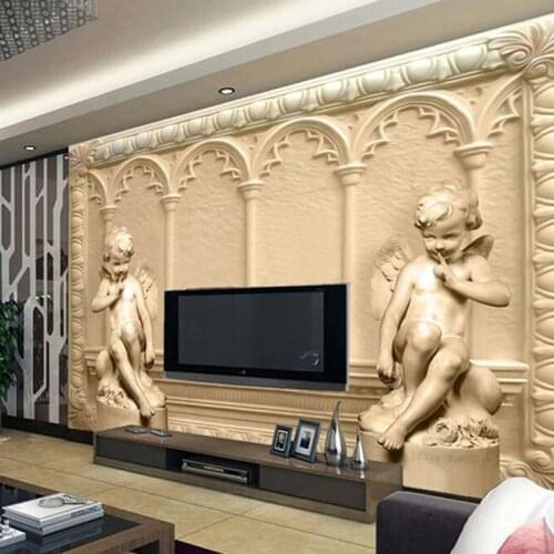 Custom 3D Mural Wallpaper European Style 3D Stereoscopic Angel Living Room TV Sofa Backdrop Bedroom 3D Photo Wallpaper Roll