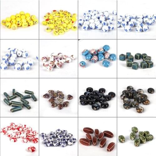 Nicebeads 8-17mm Mix Color 1pc Flower Glaze Ceramics Spacer Loose Beads for DIY Jewelry Making Accessories Necklace Earrings DIY
