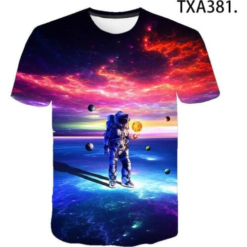 2020 New Summer Fashion Astronaut Printed 3D T Shirts Casual Men Women Children Short Sleeve Boy Girl Kids Cool Streetwear Tops