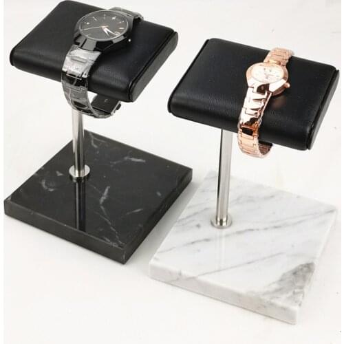 Portable PU Leather & Marble Watch Display Stand Bracelet Bangle Handcrafted Display Case Jewelry Organizer Store Your Watch